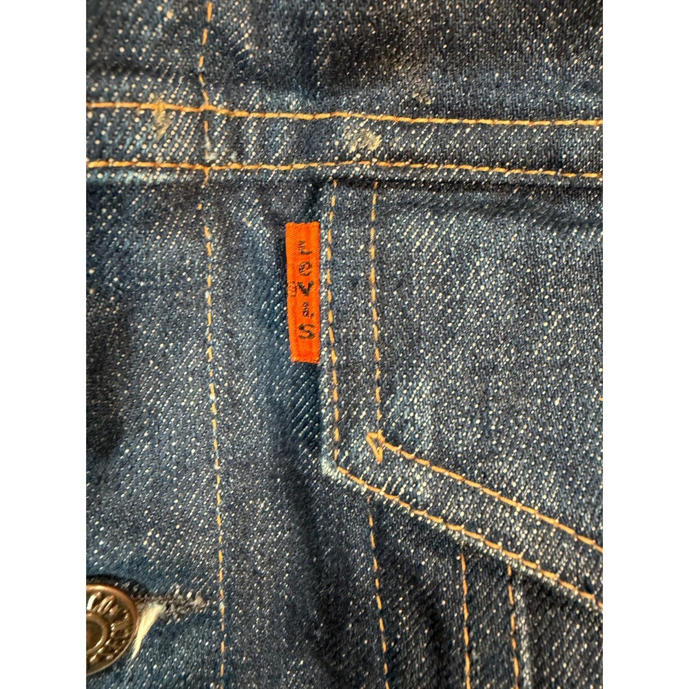 Vintage Levis 70505-0217 Orange Tab Denim Trucker Jacket Indigo Blue Size 36 - Picture 3 of 9